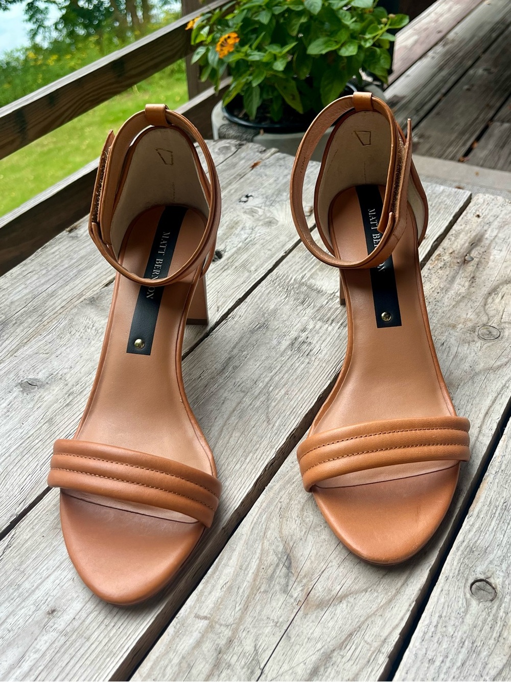 Matt Bernson Genuine Leather Tan Heeled Sandals Size 10